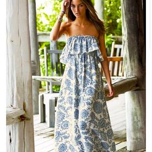 Boho dress blue and white (Small)